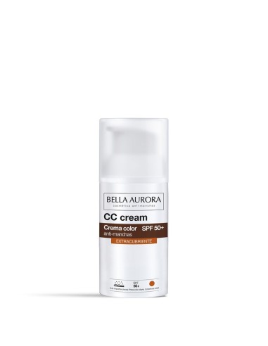 Bote airless de crema color antimanchas extracubriente Bella Aurora SPF50+