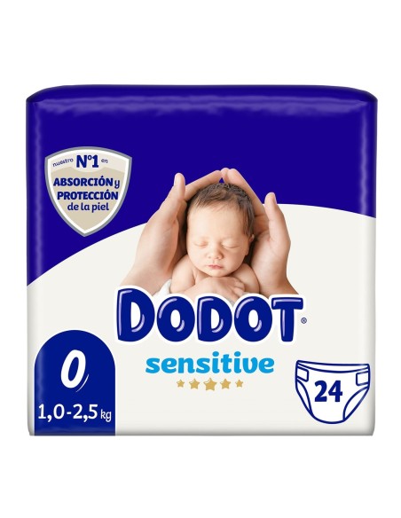 Pañales Dodot Sensitive Talla 0 para recién nacidos de 1 a 2,5 kg (24 ud). Máxima protección umbilical y suavidad. ¡Compra al m
