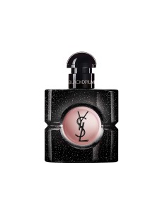 Vista frontal del frasco de cristal negro texturizado de YSL Black Opium Eau de Parfum