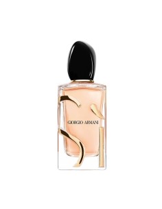 Vista de frente del envase de cristal con letras doradas y tapón negro de Giorgio Armani Sì Eau de Parfum