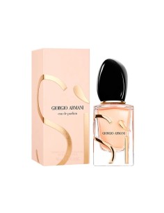 Vista de frente del envase de cristal con letras doradas y tapón negro de Giorgio Armani Sì Eau de Parfum 2