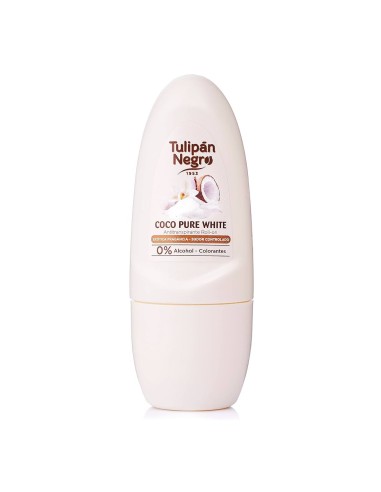 Envase frontal de Tulipán Negro Desodorante Roll-On Coco Pure White 50ml