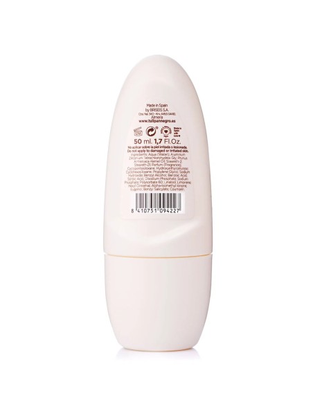 Etiqueta trasera con ingredientes y modo de empleo del roll-on Tulipán Negro Coco