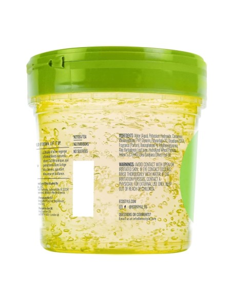 Detalle de la etiqueta trasera con ingredientes del gel Eco Style Olive Oil