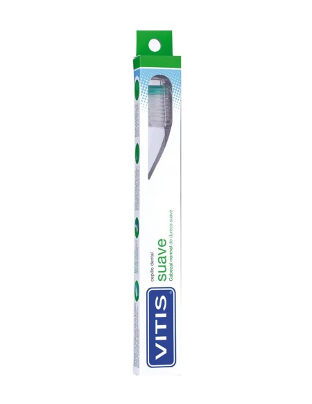 Cepillo dental Vitis suave con cabezal normal y embalaje verde