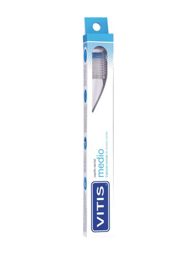 Cepillo dental Vitis medio con cabezal normal en envase azul