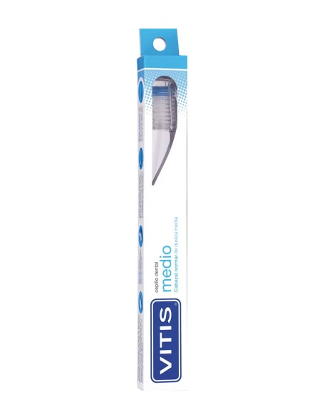 Cepillo dental Vitis medio con cabezal normal en envase azul