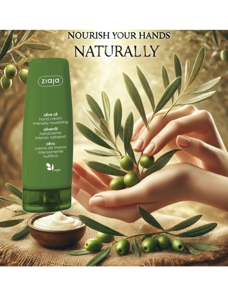 Crema de manos vegana para piel seca y uñas frágiles Ziaja Oliva