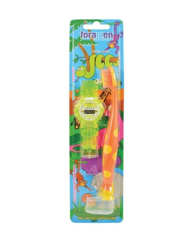 Cepillo dental infantil Foramen extra suave con reloj de pulsera azul de regalo
