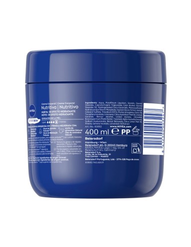 Crema corporal Nivea Nutritivo para piel seca y muy seca en envase azul de 400 ml