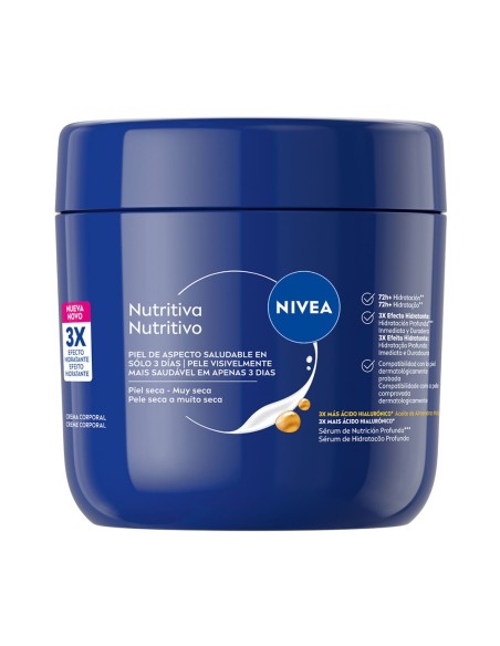 Tarro de crema corporal Nivea Nutritivo 3x efecto hidratante 400 ml