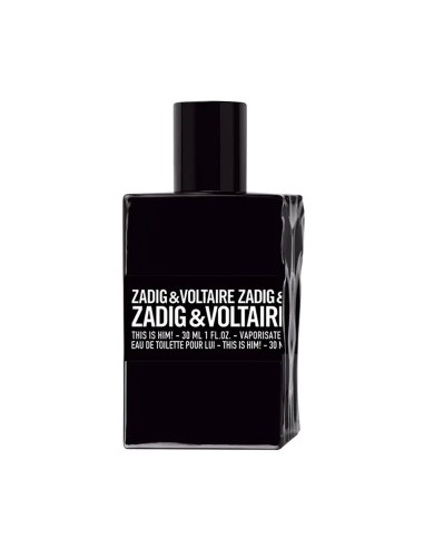 Frasco de perfume masculino Zadig & Voltaire This Is Him! Eau de Toilette de vidrio negro