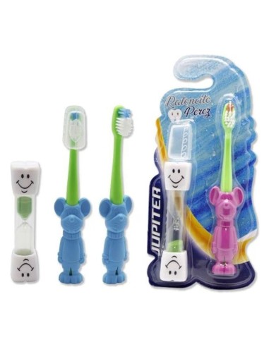 Cepillo dental infantil Jupiter con reloj de arena en su blíster