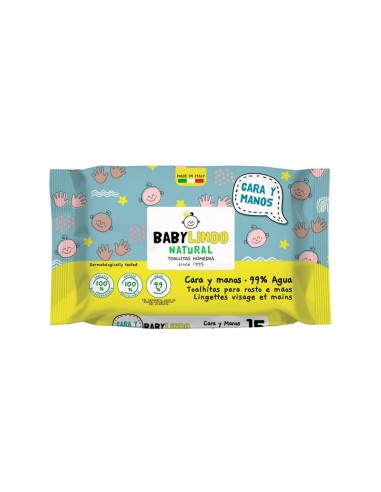 Toallitas Baby Lindo para cara y manos en envase de 15 unidades