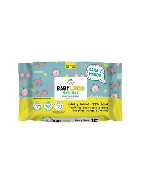 Toallitas Baby Lindo para cara y manos en envase de 15 unidades