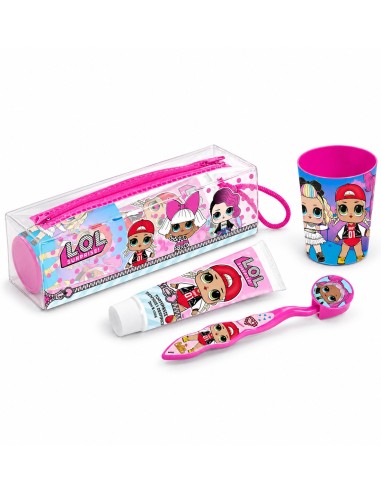 Set de higiene infantil LOL Surprise con neceser, vaso, pasta y cepillo dental