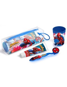 Set dental infantil Spiderman con cepillo, pasta, vaso y neceser