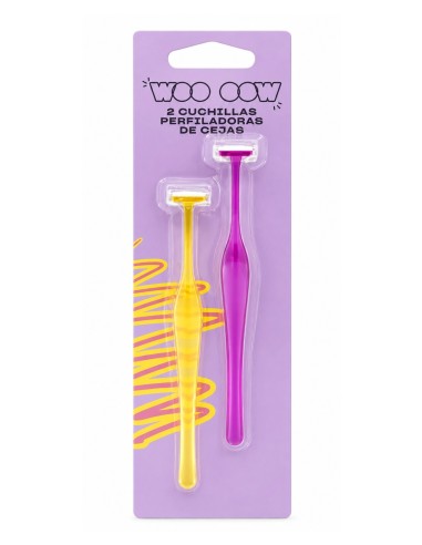 ALT 1: Set de dos cuchillas perfiladoras de cejas Wooow en colores amarillo y morado