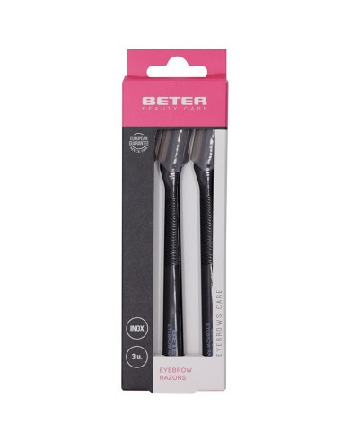 Estuche Beter con tres cuchillas depiladoras de cejas