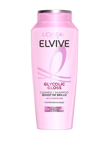 Botella rosa de champú LOréal Paris Elvive Glycolic Gloss de 300 ml