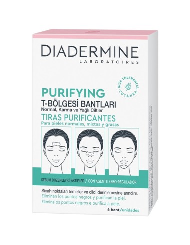 Caja Diadermine Purifying de 6 tiras purificantes para la zona T