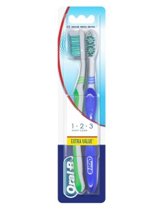 ORAL B CEPILLO DENTAL SHINY CLEAN MEDIO 2 UDS