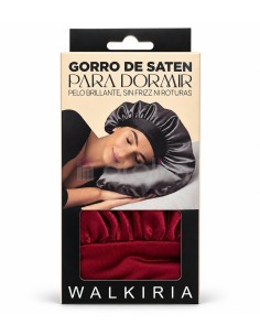 Envase frontal del gorro de satén para dormir Walkiria con el gorro visible en la ventana