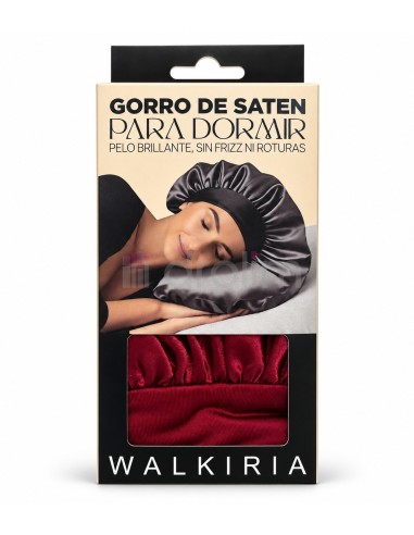 Envase frontal del gorro de satén para dormir Walkiria con el gorro visible en la ventana