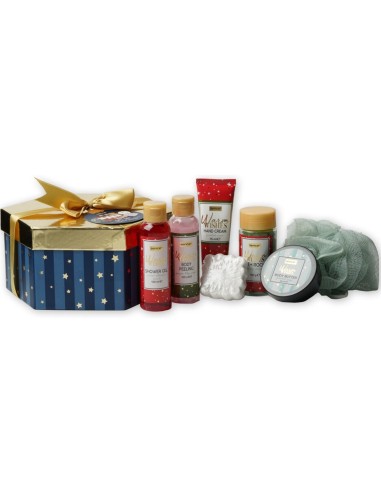 Set corporal Sence Warm Wishes con caja hexagonal y lazo dorado