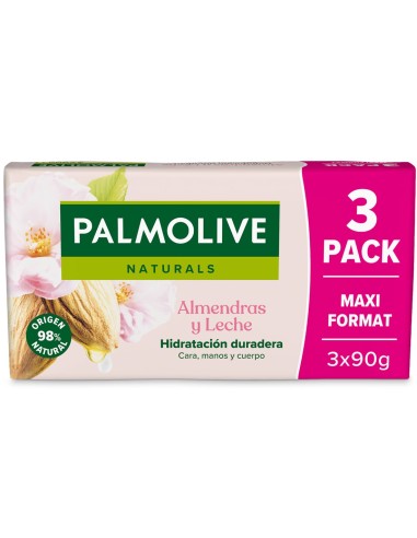 Palmolive Naturals jabón en pastilla Almendras y Leche, pack de 3 x 90 g