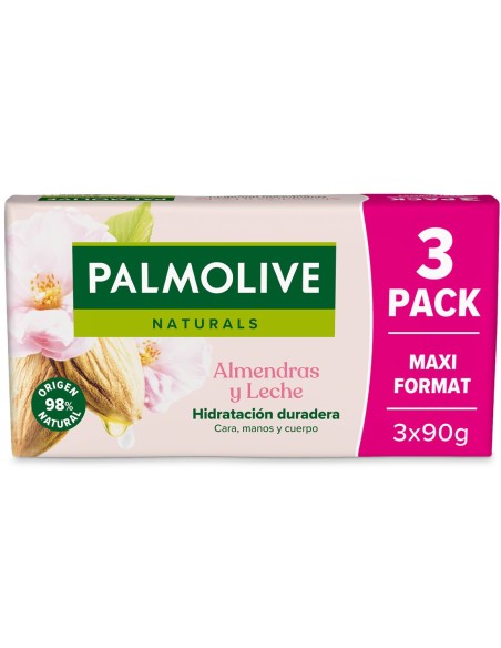 Palmolive Naturals jabón en pastilla Almendras y Leche, pack de 3 x 90 g
