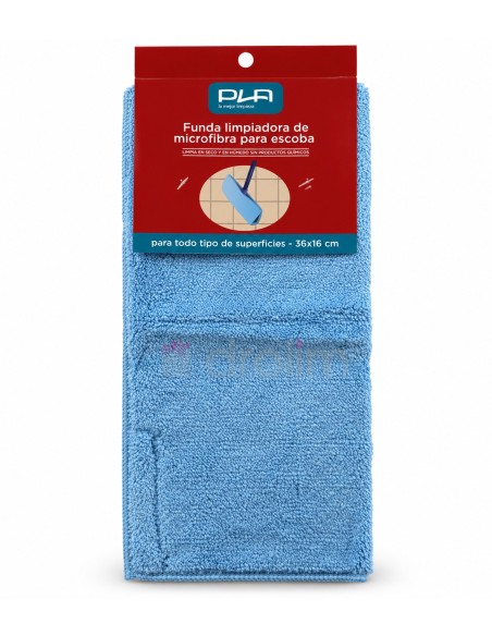 PLA FUNDA CUBRE ESCOBA MICROFIBRA 35X11.5 CM CIERRE VELCRO