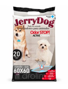 Parte posterior de JerryDog con las capas absorbentes, el carbón activo y la base impermeable