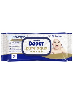 Dodot Pure Aqua paquete de 48 toallitas para bebé con tapa azul y detalles dorados