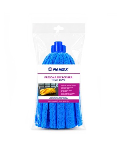 FREGONA MICROFIBRA TIRAS LOVE AZUL