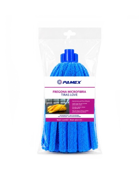 FREGONA MICROFIBRA TIRAS LOVE AZUL