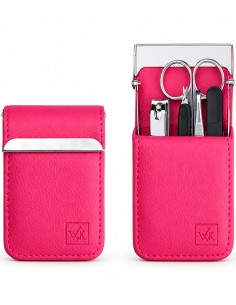 Estuche de manicura señora La Walkiria en color fucsia con cierre metálico