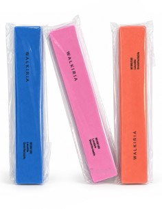 Limas de uñas La Walkiria 100/180 en azul, rosa y naranja con envoltorios individuales