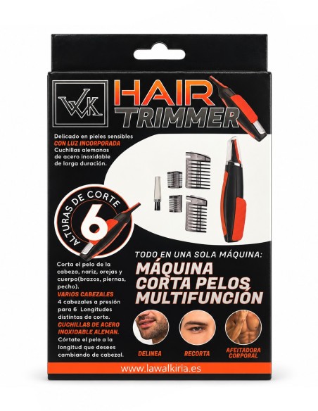 Parte posterior del cortapelos La Walkiria con accesorios y seis alturas de corte