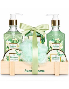 Cesta de baño SPA Gardenias La Walkiria en madera con lazo verde suave