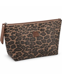 Neceser de señora La Walkiria con estampado animal print de leopardo en tonos marrones
