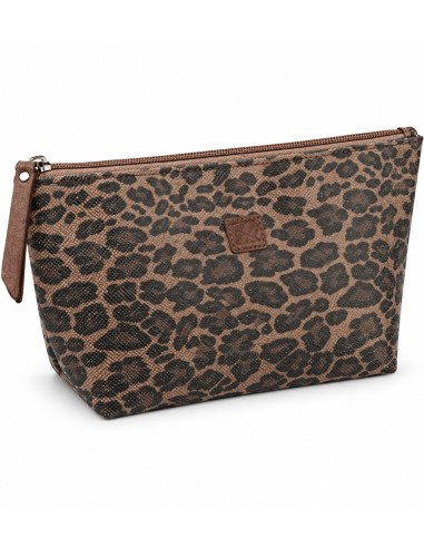 Neceser de señora La Walkiria con estampado animal print de leopardo en tonos marrones