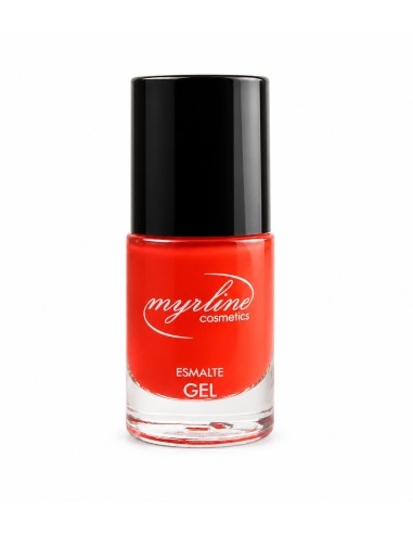 Esmalte de uñas efecto gel Myrline 152 de 10 ml en tono rojo anaranjado