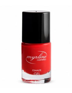 Esmalte de uñas Myrline efecto gel 124 rojo vivo de 10 ml con tapón negro