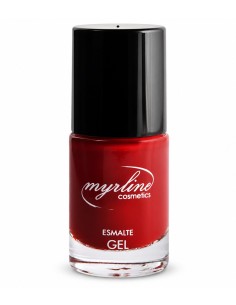 Esmalte de uñas Myrline efecto gel 126 rojo oscuro de 10 ml con tapón negro