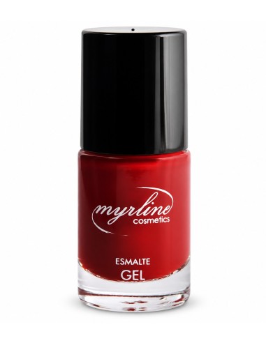 Esmalte de uñas Myrline efecto gel 126 rojo oscuro de 10 ml con tapón negro