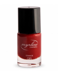 Esmalte de uñas Myrline efecto gel 108 rojo teja de 10 ml con tapón negro