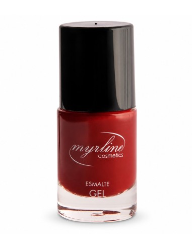 Esmalte de uñas Myrline efecto gel 108 rojo teja de 10 ml con tapón negro