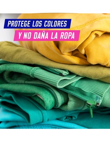 Etiqueta de Vanish Oxi Action Gold con dosis para lavadora, remojo y pretratamiento