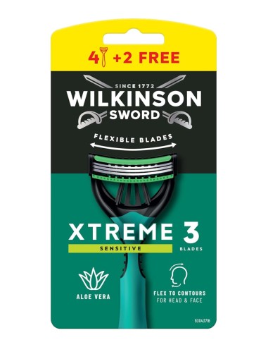 Pack Wilkinson Xtreme 3 Sensitive de 4 más 2 maquinillas desechables gratis